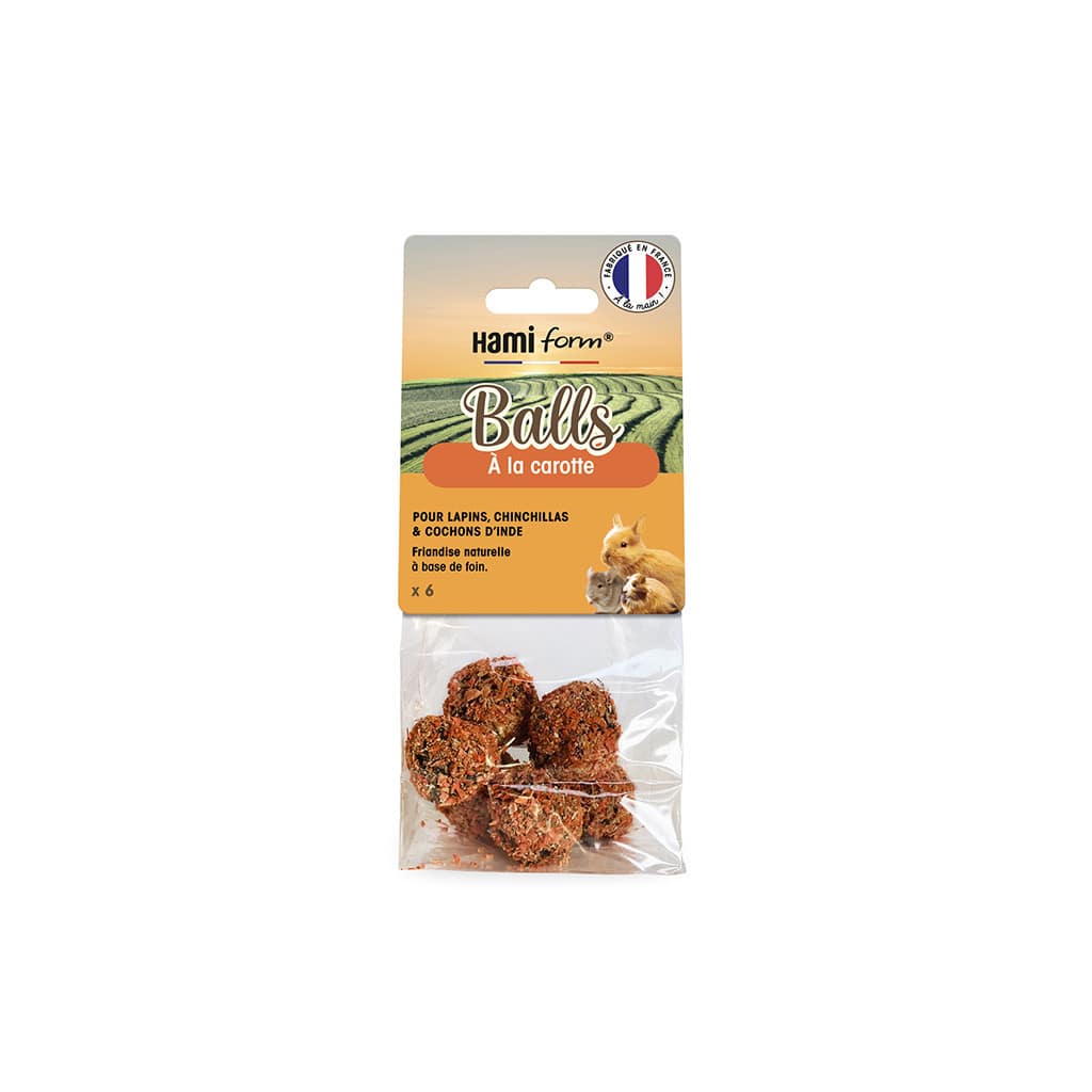 Friandise &agrave; Grignoter pour Lapins - Balls &agrave; la Carotte (x6 unit&eacute;s)