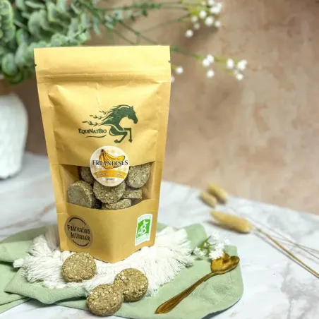 Pferde-Leckerli f&uuml;r Athleten &ndash; Banane & Brennnessel (100 g) - EquiNatBio