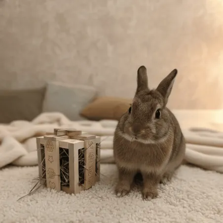 Houten geschenkdoos - Handgemaakte hooivoederbak voor konijnen - Bun Box Society