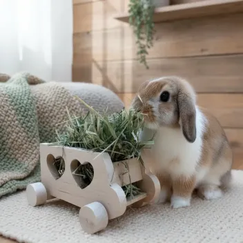 Houten hooiruif op wielen voor konijnen | Handgemaakt speelgoed en voederbak | Bun Box Society