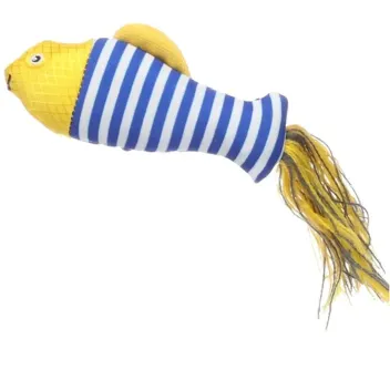 Catnip Fish Toy for Cats | Yellow with Ribbons | Lightweight Indoor Play