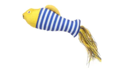 Giocattolo per Gatti &ndash; Pesce Giallo con Erba Gatta & Nastri