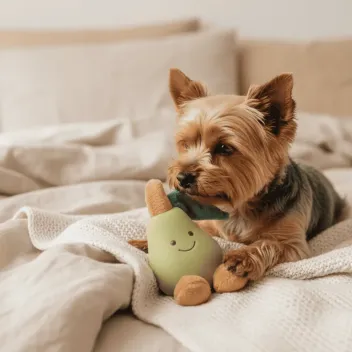 Jouet Couineur pour Chiens - Poire Verte en latex & peluche