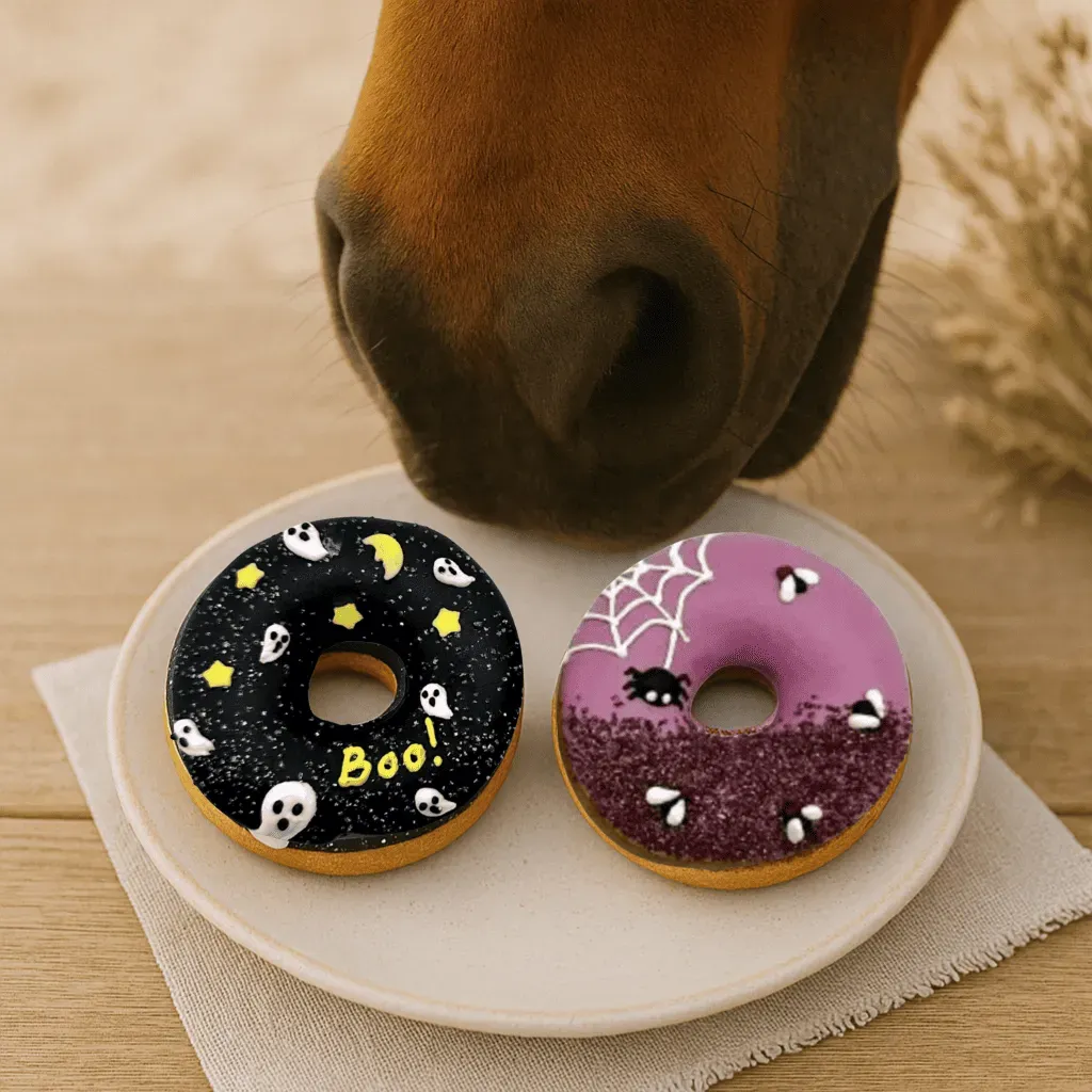 Friandises pour Chevaux  &ndash; Lot de 2 Donuts color&eacute;s