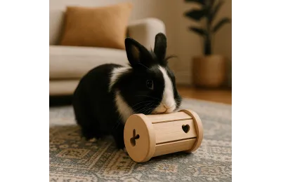 Jouet Lapin en Bois | Distributeur de Granul&eacute;s | Cachette &agrave; Friandises pour Lapin