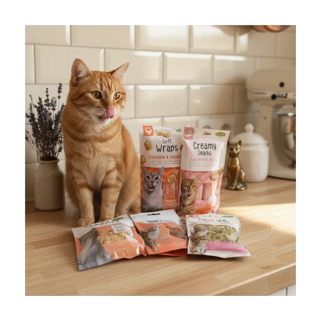 Pack Gourmand Sp&eacute;cial Saumon | 6 Friandises Premium pour Chats | Snacks au Saumon & D&eacute;lices Cr&eacute;meux