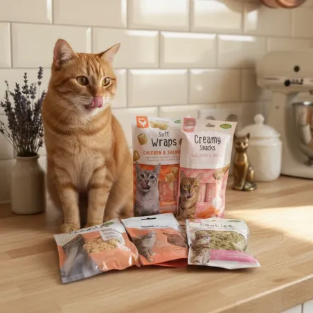 Pack Gourmand Sp&eacute;cial Saumon | 6 Friandises Premium pour Chats | Snacks au Saumon & D&eacute;lices Cr&eacute;meux