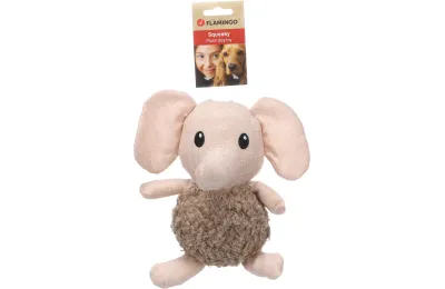 Knuffelolifant voor puppy&rsquo;s en kleine honden &ndash; zachte pluche beige  &ndash; Flamingo
