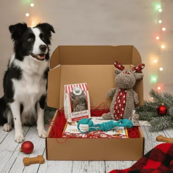Kerstcadeaubox voor middelgrote honden &ndash; Speelgoed & Premium snacks