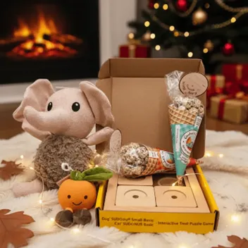 Coffret de No&euml;l pour petits chiens &ndash; Jouets & gourmandises festives &ndash; Merlin & Cie