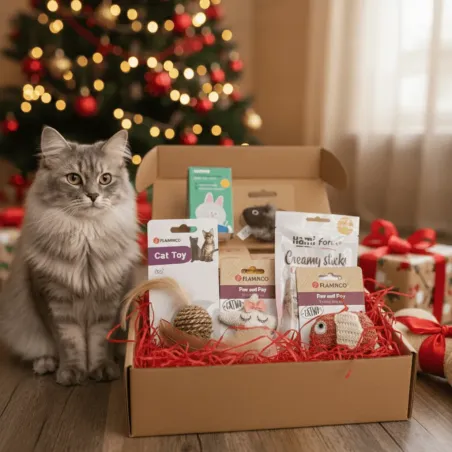 Weihnachtsgeschenkbox f&uuml;r Katzen &ndash; Spielzeuge & Premium-Leckereien
