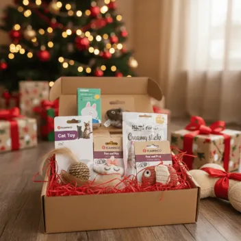 Weihnachtsgeschenkbox f&uuml;r Katzen &ndash; Spielzeuge & Premium-Leckereien &ndash; Merlin & Cie