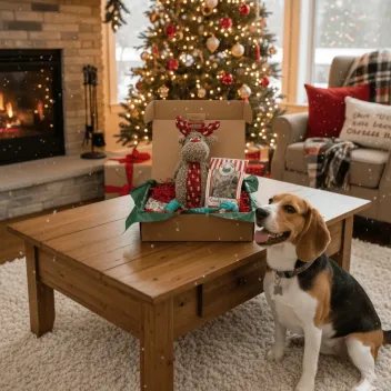 Caja de Navidad para perros medianos &ndash; Juguetes & snacks festivos