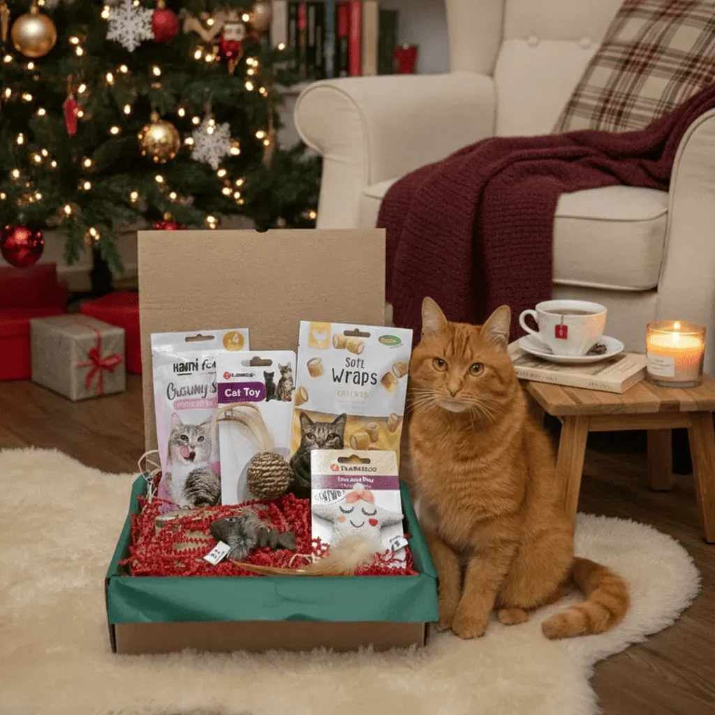 Kerstcadeaubox voor katten &ndash; Speelgoed & feestelijke snacks