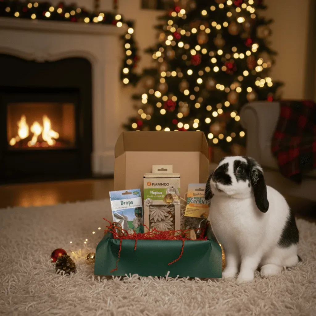 Coffret de No&euml;l pour lapins &ndash; Jouets nature & douceurs aux fruits