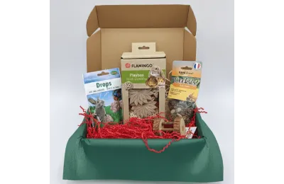 Coffret de No&euml;l pour lapins &ndash; Jouets nature & douceurs aux fruits &ndash; Merlin & Cie