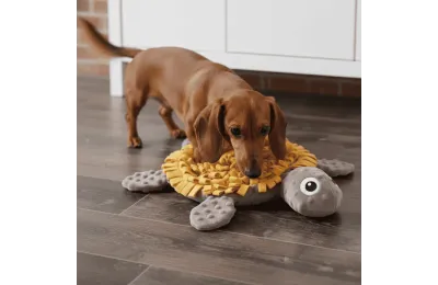 Alfombra olfativa para cachorros y perros peque&ntilde;os &ndash; Tortuga Ocre y Topo
