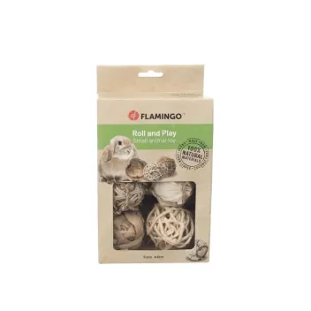 Juguetes para conejos &ndash; Pack de 6 pelotas naturales - Flamingo