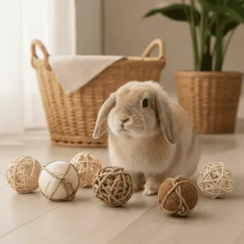 Rabbit Toys – Set of 6 Natural Balls - Flamingo