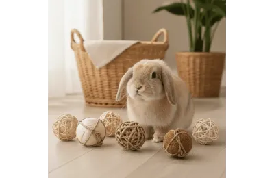 Jouets pour lapins - Lot de 6 balles naturelles