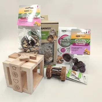 Cofanetto di Natale per conigli &ndash; Giochi & snack naturali &ndash; Merlin & Cie