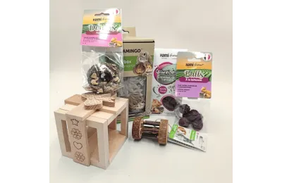 Cofanetto di Natale per conigli &ndash; Giochi & snack naturali &ndash; Merlin & Cie