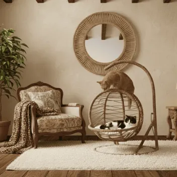 Schommelmand van natuurlijke jute voor katten en kleine honden &ndash; Design & comfort