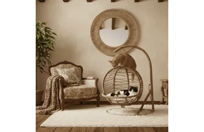 Schaukelh&ouml;hle aus nat&uuml;rlicher Jute f&uuml;r Katzen und kleine Hunde &ndash; Design & Komfort