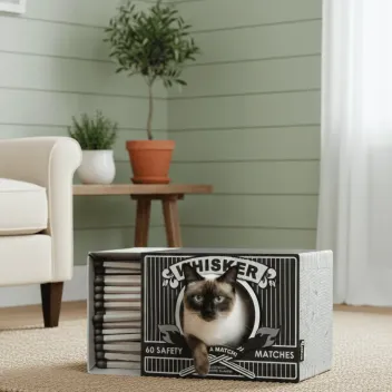 Rascador y escondite de cart&oacute;n de dise&ntilde;o para gatos &ndash; Forma caja de cerillas - District 70