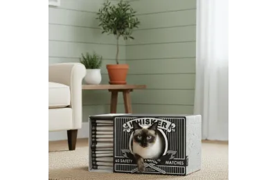 Design krabmeubel en schuilplaats van karton voor katten &ndash; Luciferdoos-vorm - District 70