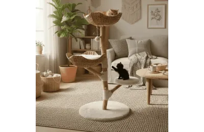 Design krabmeubel voor katten van natuurlijk hout &ndash; Krabpaal, platforms & rustplekken