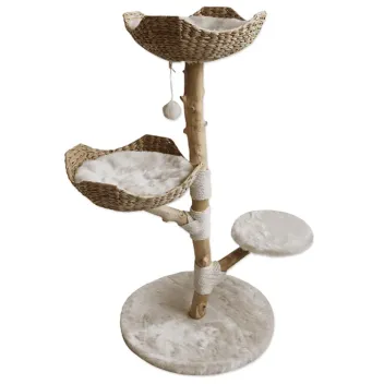 Design Cat Tree in Natural Wood &ndash; Scratching Posts, Platforms & Resting Areas - Hamiform
