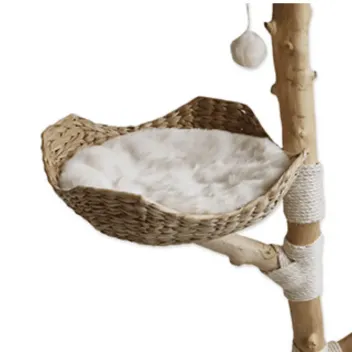 Arbre &agrave; chat design en bois naturel &ndash; Griffoir, plateformes & couchage - Hamiform