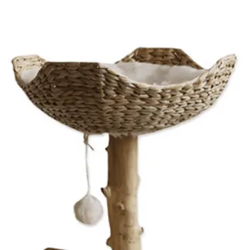 Arbre &agrave; chat design en bois naturel &ndash; Griffoir, plateformes & couchage - Hamiform