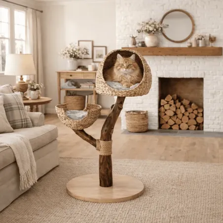 Design krabmeubel voor katten van natuurlijk hout &ndash; Platforms, krabzones & rustplek
