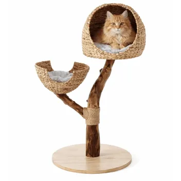 Albero tiragraffi di design in legno naturale &ndash; Piattaforme, superfici tiragraffi e area relax - Hamiform