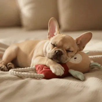 Pluche uil voor puppy&rsquo;s en kleine honden &ndash; Met bijtkoord (38 cm inclusief koord)