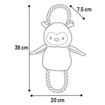 Peluche hibou pour chiots et petits chiens &ndash; Avec corde &agrave; mordiller (38 cm) - Flamingo