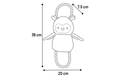 Peluche hibou pour chiots et petits chiens &ndash; Avec corde &agrave; mordiller (38 cm) - Flamingo