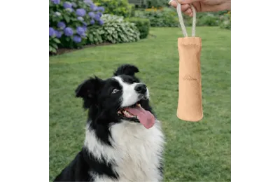 Juguete natural para perros &ndash; Manguito de ante con cuerda