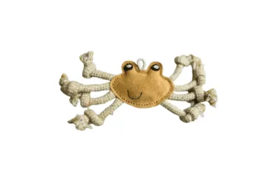 Jouet naturel pour chiots et petits chiens &ndash; Crabe en daim avec cordes - Funny Zoo