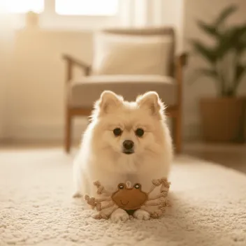 Jouet naturel chiot crabe en daim | Merlin&Cie