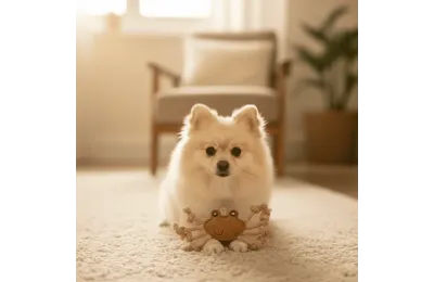 Juguete natural para perros de ante &ndash; Cangrejo con cuerda para cachorros y perros peque&ntilde;os - Funny Zoo