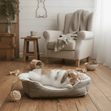 Knusse mand voor konijnen en kleine knaagdieren &ndash; Comfortbed & rustplek (2 maten)