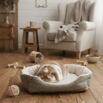 Cama acogedora para conejos y pequeños roedores – Cesta confort y zona de descanso (2 tamaños) - Bubimex