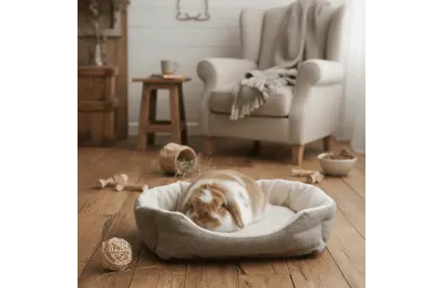 Kuschelige Liege f&uuml;r Kaninchen und kleine Nager &ndash; Komfortbett & Korb (2 Gr&ouml;&szlig;en) - Bubimex