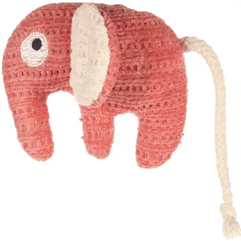 Jouet pour chats &ndash; Petit &eacute;l&eacute;phant en tissu avec corde - Flamingo