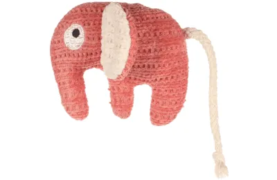 Speelgoed voor katten &ndash; Kleine stoffen olifant met koord - Flamingo