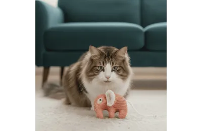 Giocattolo per gatti &ndash; Piccolo elefante in tessuto con corda - Flamingo