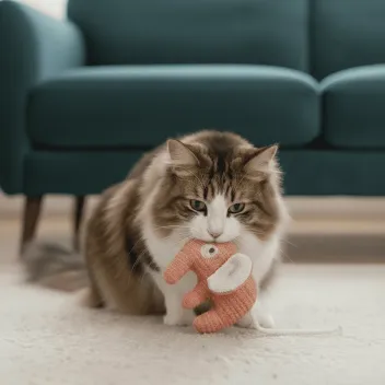 Spielzeug f&uuml;r Katzen &ndash; Kleiner Stoffelefant mit Schnur